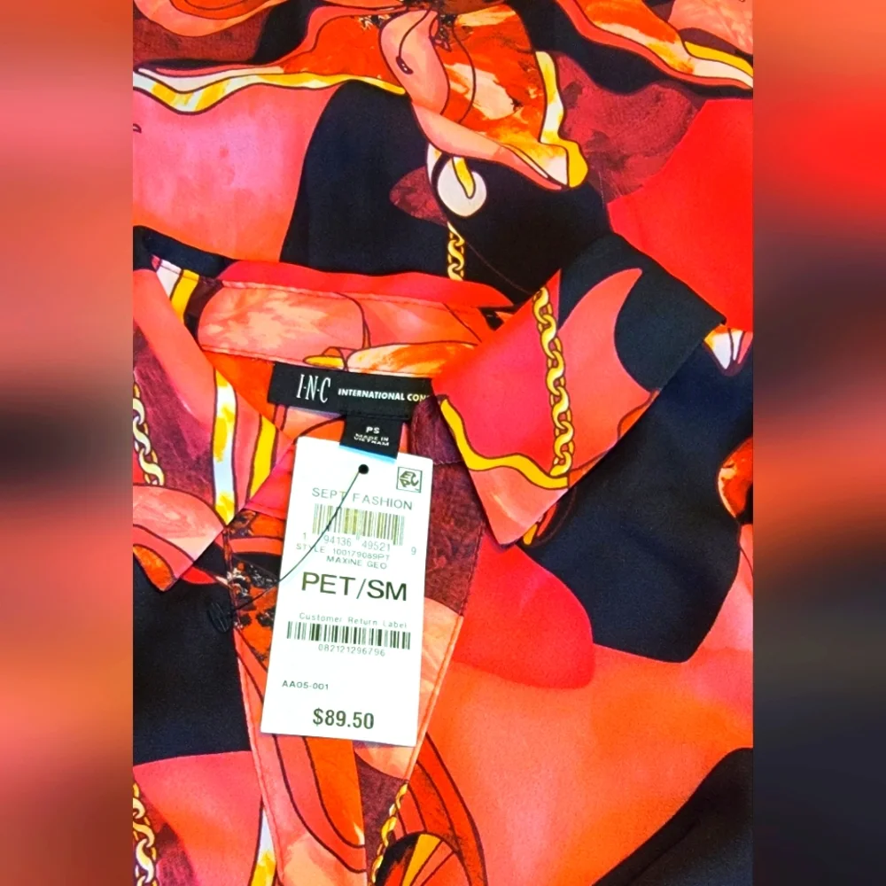 INC International Concepts Scarf Floral Chain Wrap Deep V-neckline Mini Dress